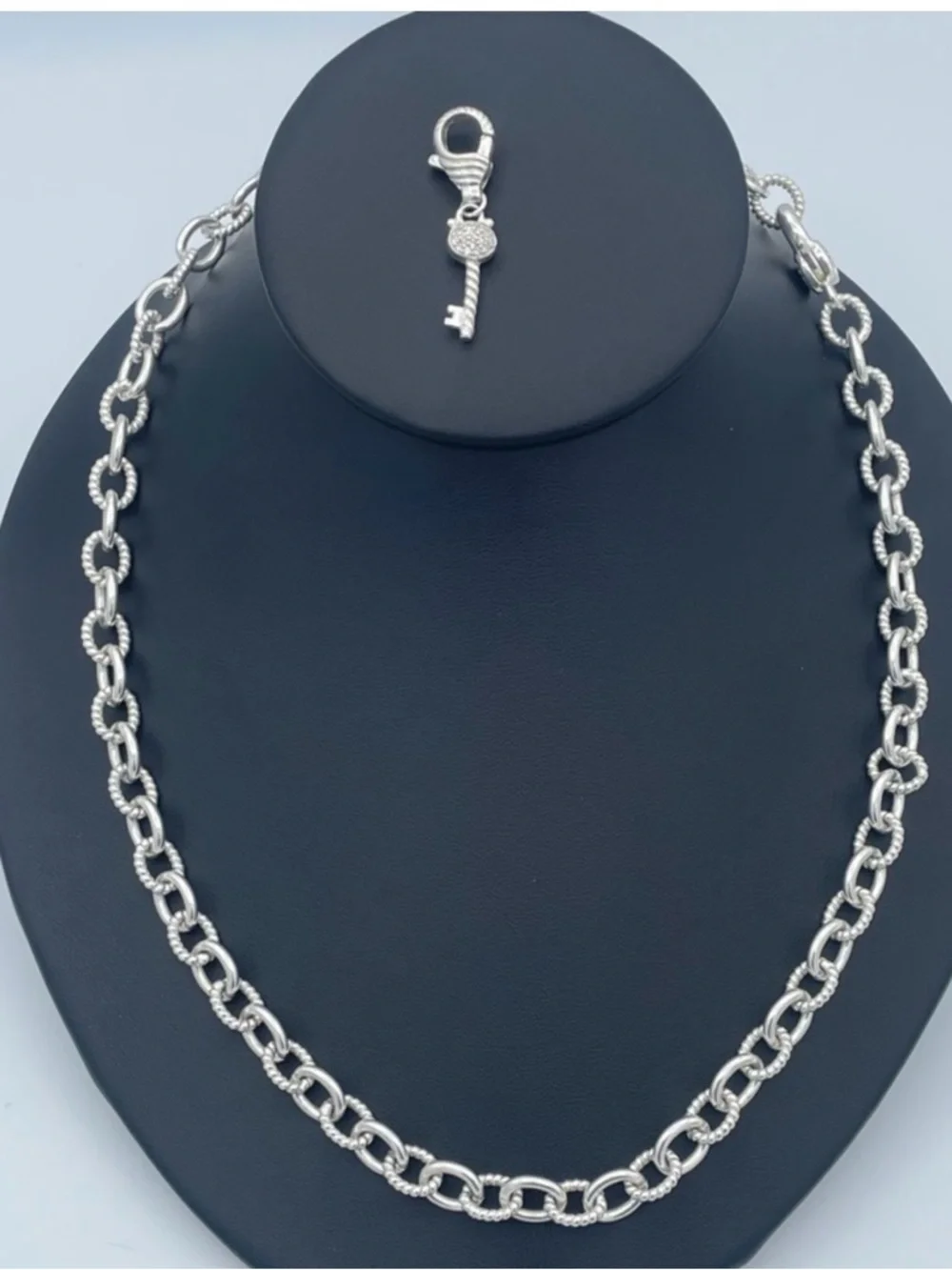 Judith Ripka 925 SS Link Chain and Heart Locket Charm - Picture 8 of 8